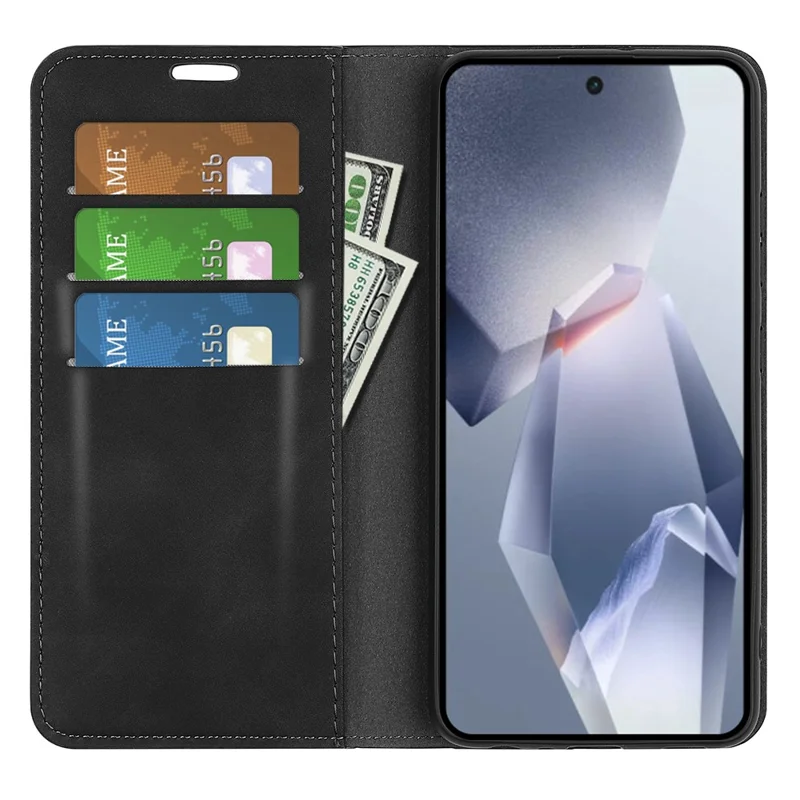 For OnePlus Ace 5 Pro 5G / Ace 5 5G / 13R 5G Case Skin Touch Leather Wallet Phone Cover - Black