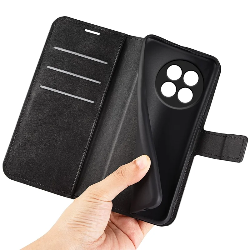 Per OnePlus Ace 5 Pro 5G Custodia in pelle antiscivolo con texture vitello - Nero