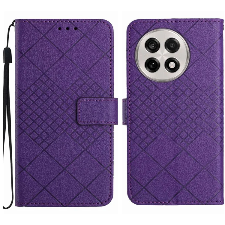Étui portefeuille pour OnePlus 13 en cuir PU avec motif imprimé et couverture rabattable - Violet foncé