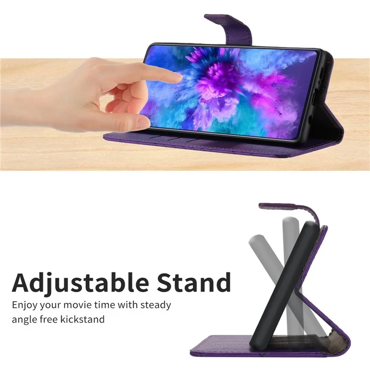 Étui portefeuille pour OnePlus 13 en cuir PU avec motif imprimé et couverture rabattable - Violet foncé