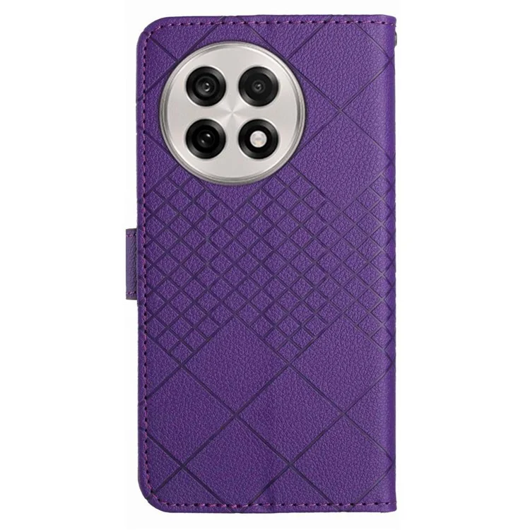 Étui portefeuille pour OnePlus 13 en cuir PU avec motif imprimé et couverture rabattable - Violet foncé