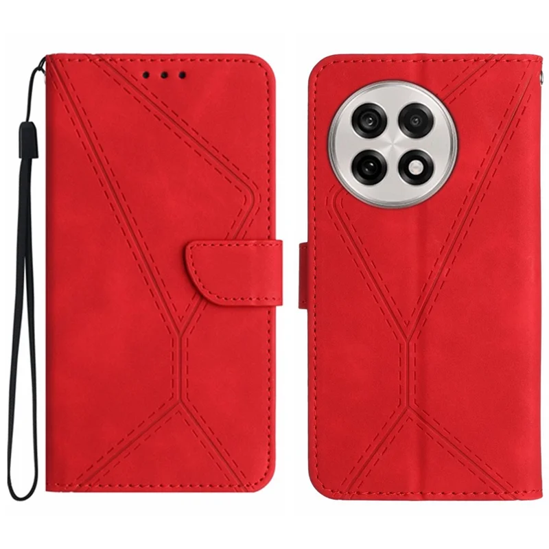 Étui pour OnePlus 13R 5G Peau Lignes de toucher imprimées Couverture de téléphone à rabat en cuir PU - Rouge