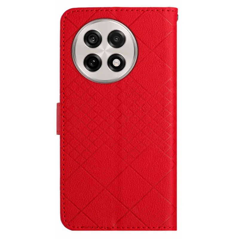For OnePlus 13R 5G Wallet Phone Case Imprint PU Leather Flip Folio Cover - Red