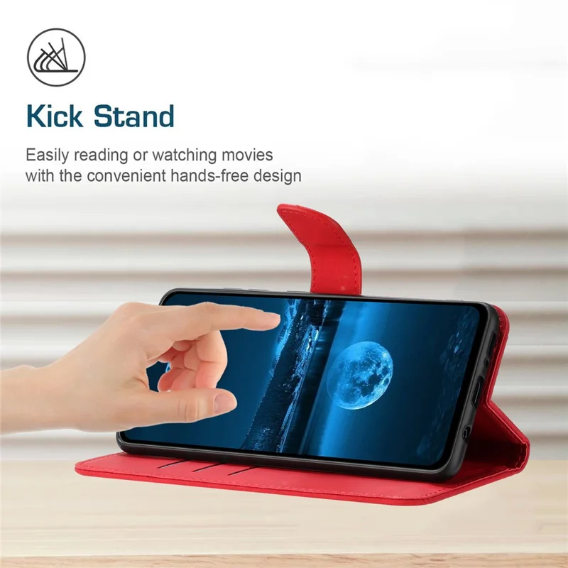 For Xiaomi Redmi Note 14 Pro 4G Case Skin Touch Lines Imprinted PU Leather Flip Phone Cover - Red