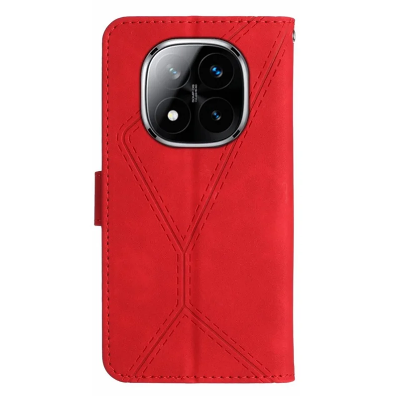 For Xiaomi Redmi Note 14 Pro 4G Case Skin Touch Lines Imprinted PU Leather Flip Phone Cover - Red