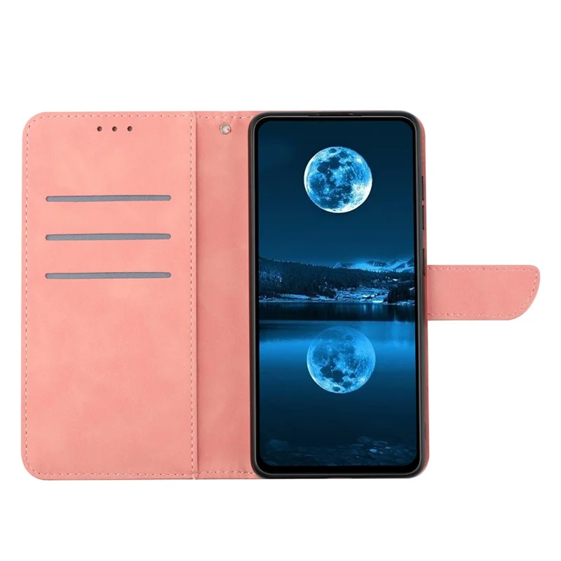 For Xiaomi Redmi Note 14 Pro 4G Case Skin Touch Lines Imprinted PU Leather Flip Phone Cover - Pink