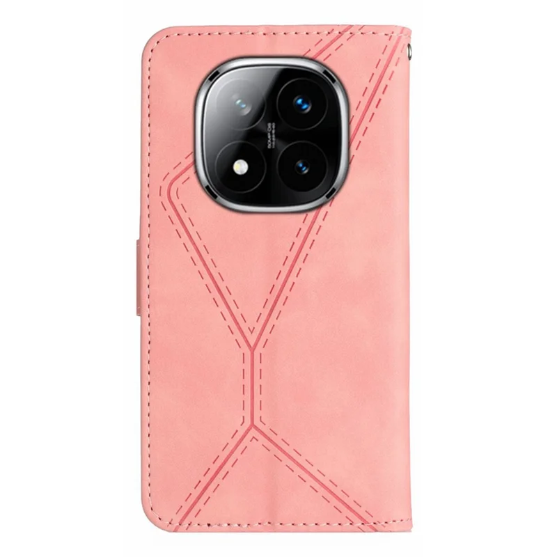 For Xiaomi Redmi Note 14 Pro 4G Case Skin Touch Lines Imprinted PU Leather Flip Phone Cover - Pink