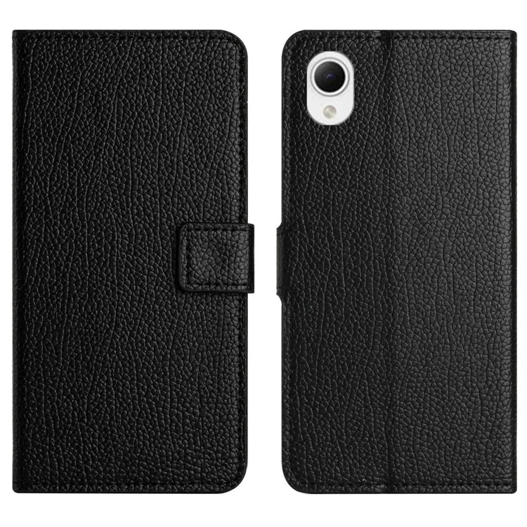 Custodia Per Telefono a Prova di Drop Per Samsung Galaxy A23e / A23S, Supporto Per il Portafoglio Per Smartphone Per Texture Litchi Anti-scratch - Nero