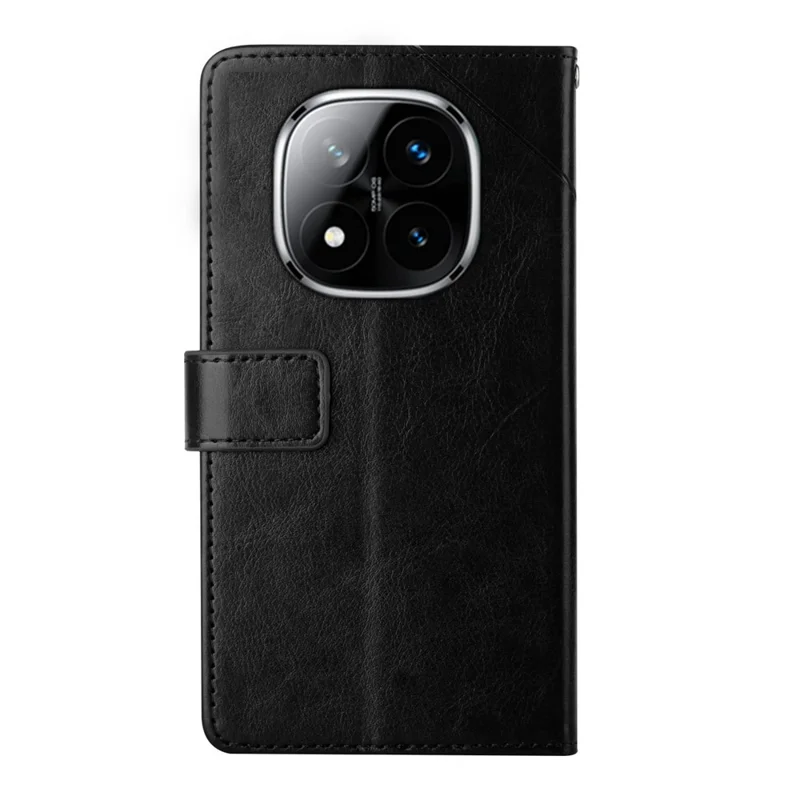 For Xiaomi Redmi Note 14 Pro 4G Case Y Shaped Lines Imprint Leather Phone Cover - Black