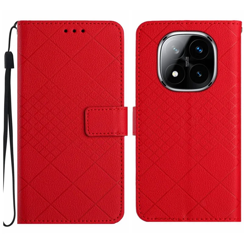 Pour Xiaomi Redmi Note 14 Pro 4G Étui portefeuille en cuir PU à motif Folio Rabat - Rouge