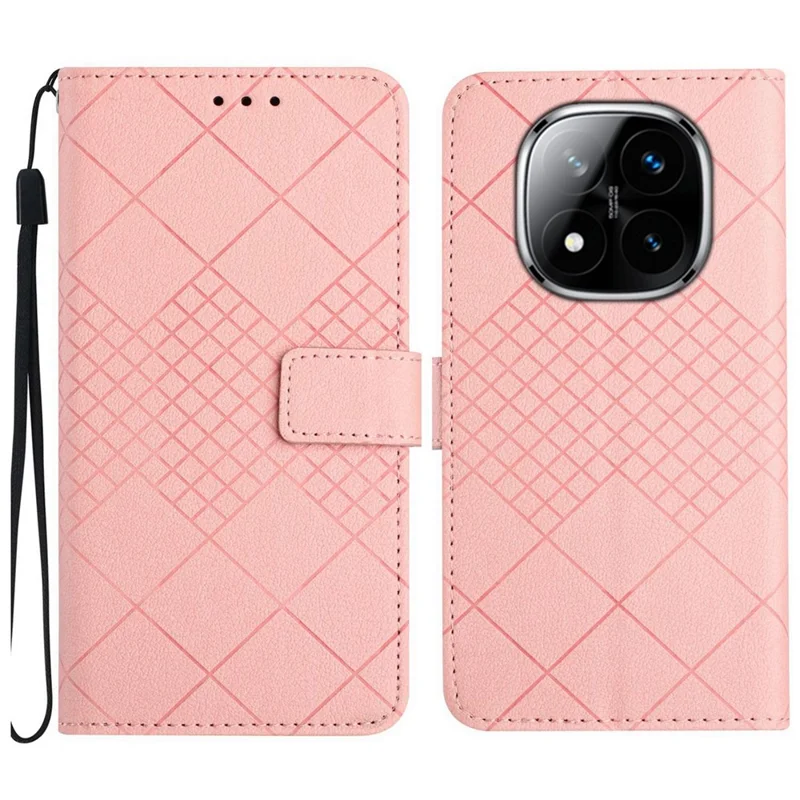 For Xiaomi Redmi Note 14 Pro 4G Wallet Phone Case Imprint PU Leather Flip Folio Cover - Pink