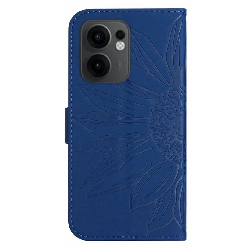 Pour Oppo Reno13 F 5G / 4G Étui Tournesol Impression Portefeuille en Cuir Housse de Téléphone avec Dragonne - Saphir