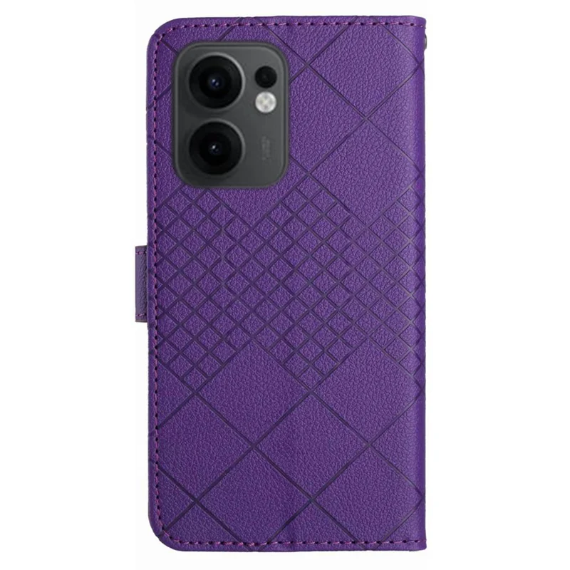 Für Oppo Reno13 F 5G / 4G Wallet Handyhülle Geprägtes PU-Leder Flip Folio Hülle - Dunkelviolett