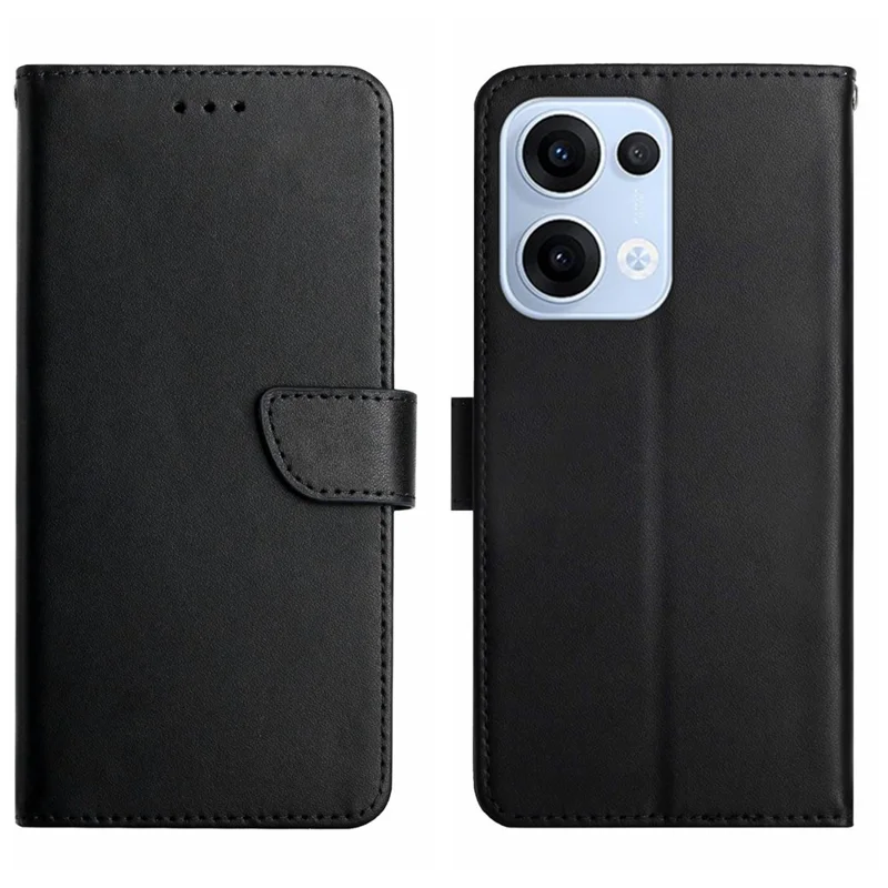 Per Oppo Reno13 5G (Globale) Cover in Vera Pelle di Mucca per Telefono Texture Nappa - Nero