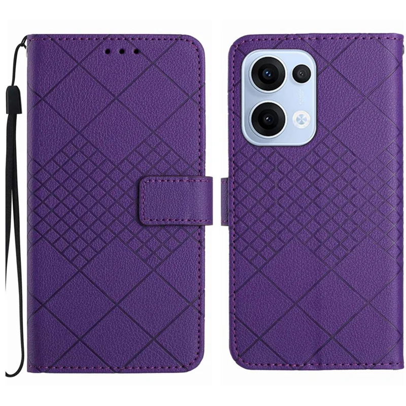 Para Oppo Reno13 5G (Global) Carteira Telefone Caso Impressão Couro PU Flip Folio Cover - Roxo Escuro