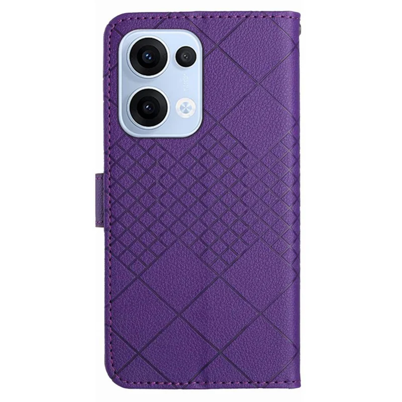 Para Oppo Reno13 5G (Global) Carteira Telefone Caso Impressão Couro PU Flip Folio Cover - Roxo Escuro