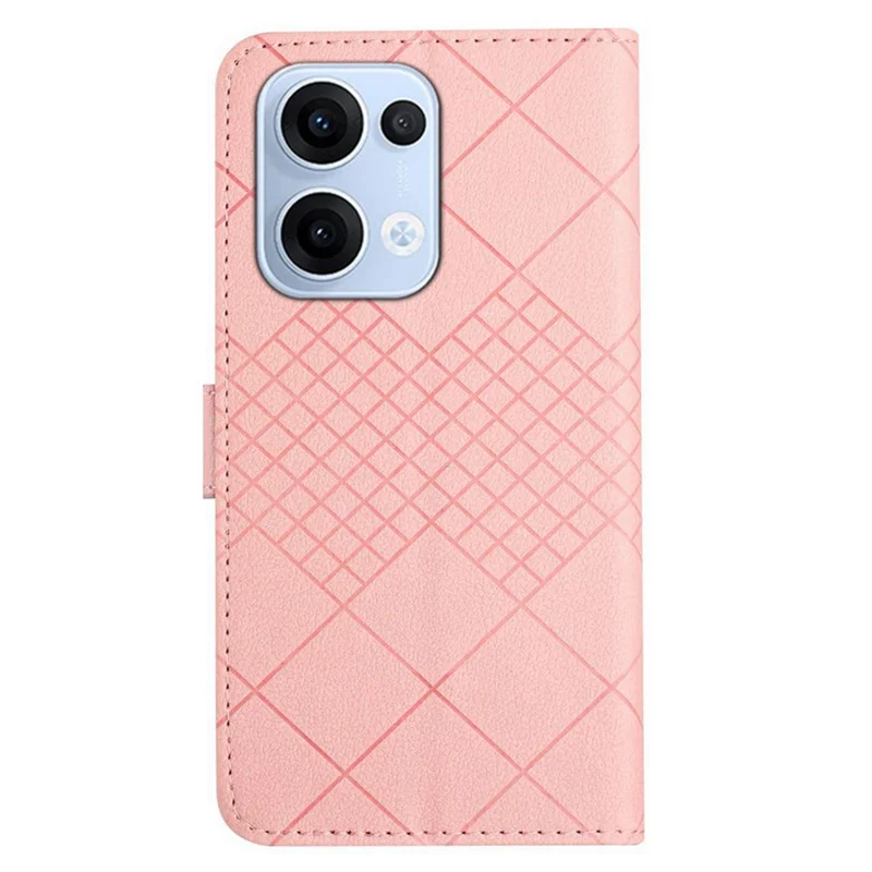 Til Oppo Reno13 5G (Global) tegnebogstelefonbeskytning med tryk af PU-læder Flip Folio dækning - Pink