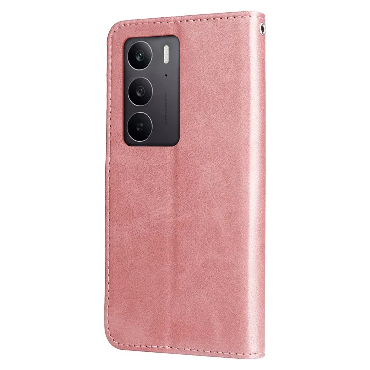 For Oppo A5 5G / 4G / Realme C75 5G / C75 4G / C71 4G / 14x 5G Case Zipper Wallet Calf Texture PU Leather Phone Cover - Pink
