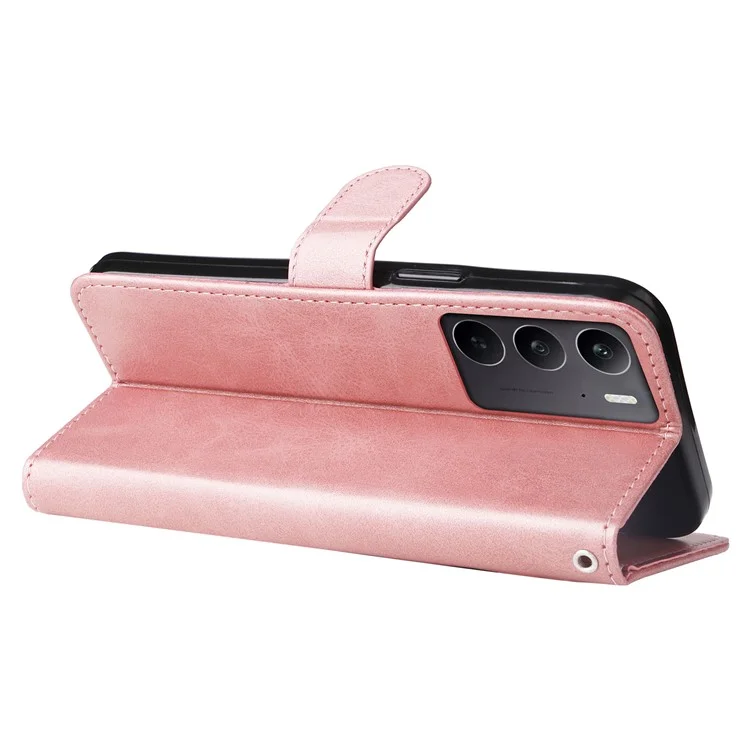 For Oppo A5 5G / 4G / Realme C75 5G / C75 4G / C71 4G / 14x 5G Case Zipper Wallet Calf Texture PU Leather Phone Cover - Pink