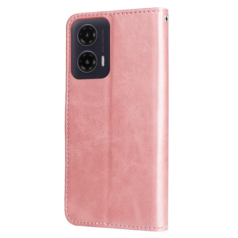 For Motorola Moto G35 5G Case Zipper Wallet Calf Texture PU Leather Phone Cover - Pink