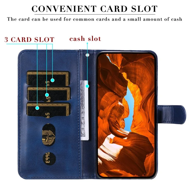 For Motorola Moto G55 5G Case Zipper Wallet Calf Texture PU Leather Phone Cover - Blue