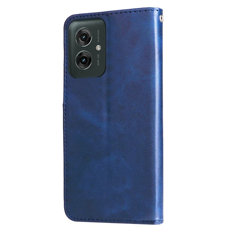 For Motorola Moto G55 5G Case Zipper Wallet Calf Texture PU Leather Phone Cover - Blue