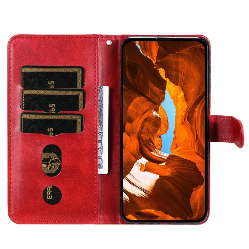 For Motorola Moto G75 5G Case Zipper Wallet Calf Texture PU Leather Phone Cover - Red