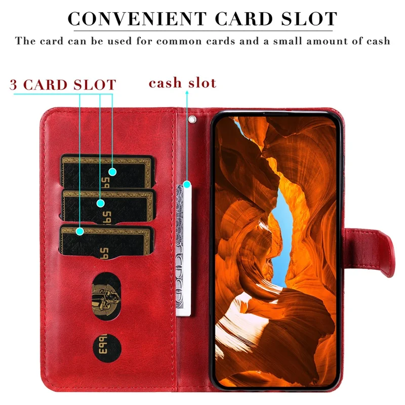 For Motorola Moto G75 5G Case Zipper Wallet Calf Texture PU Leather Phone Cover - Red