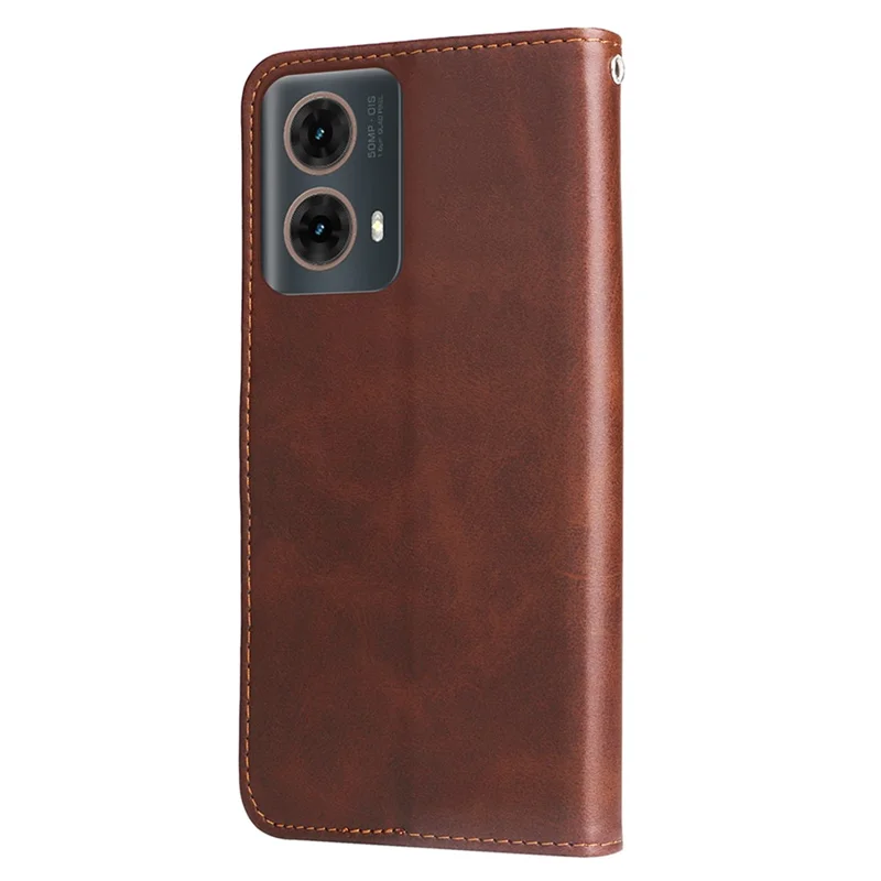 For Motorola Moto G85 5G / S50 Neo 5G Case Zipper Wallet Calf Texture PU Leather Phone Cover - Brown