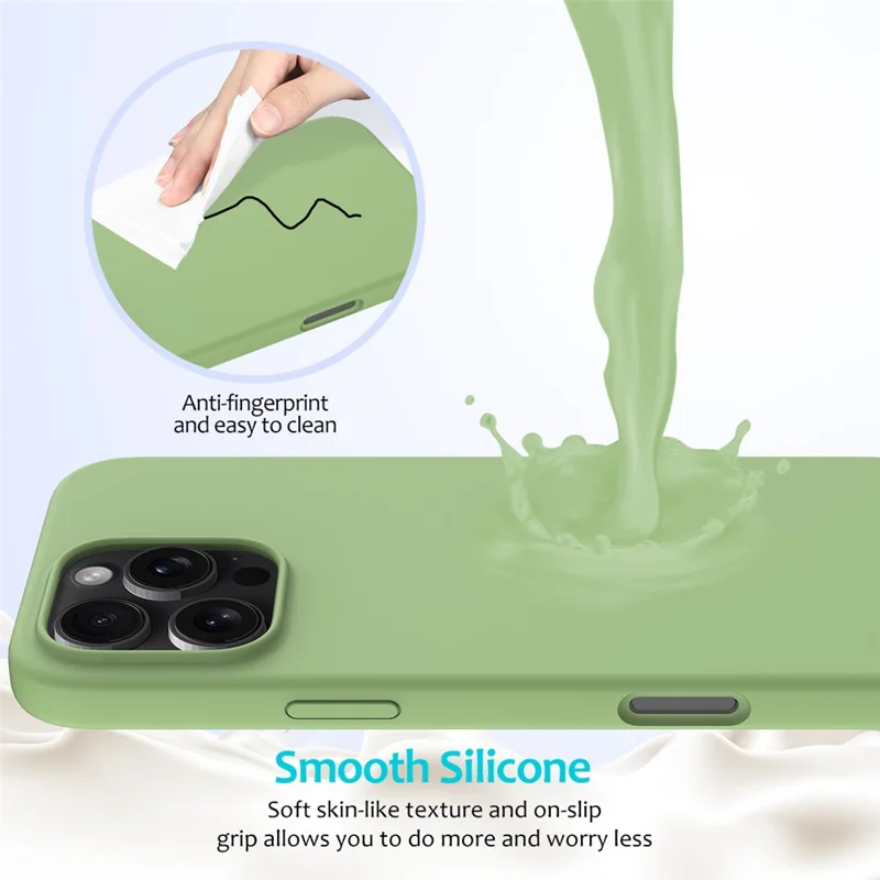 Bulk Purchasing For iPhone 16 Pro Max Case Liquid Silicone Soft Lining Back Phone Cover - Mint Green