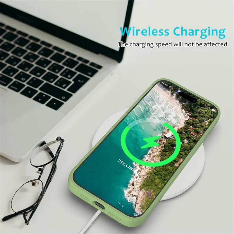 Bulk Purchasing For iPhone 16 Pro Max Case Liquid Silicone Soft Lining Back Phone Cover - Mint Green