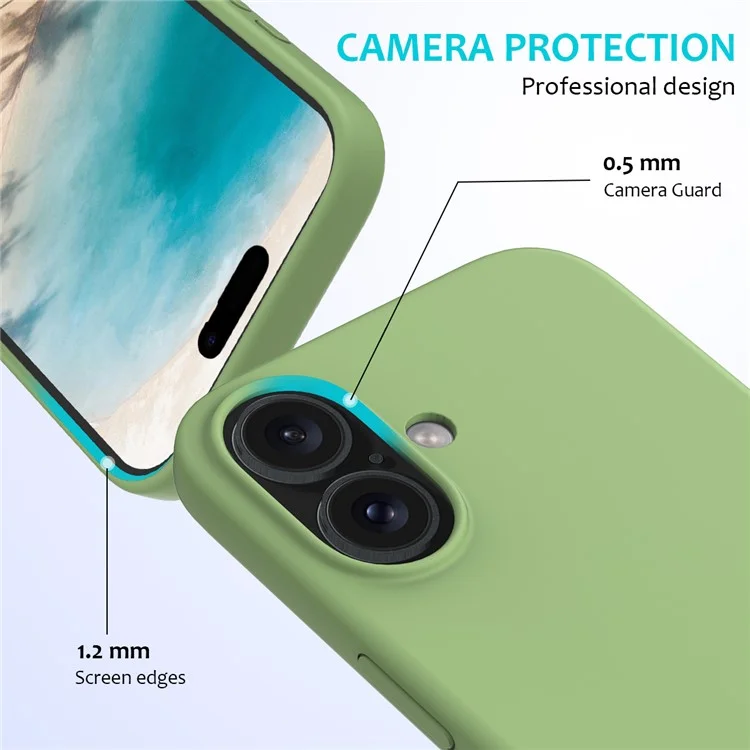 Bulk Purchasing For iPhone 16 Plus Case Liquid Silicone Soft Lining Back Phone Cover - Mint Green