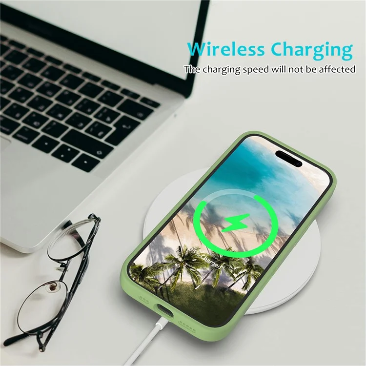 Bulk Purchasing For iPhone 16 Plus Case Liquid Silicone Soft Lining Back Phone Cover - Mint Green