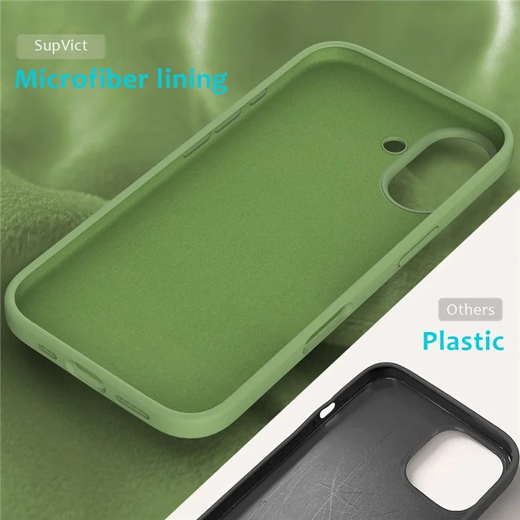 Bulk Purchasing For iPhone 16 Plus Case Liquid Silicone Soft Lining Back Phone Cover - Mint Green