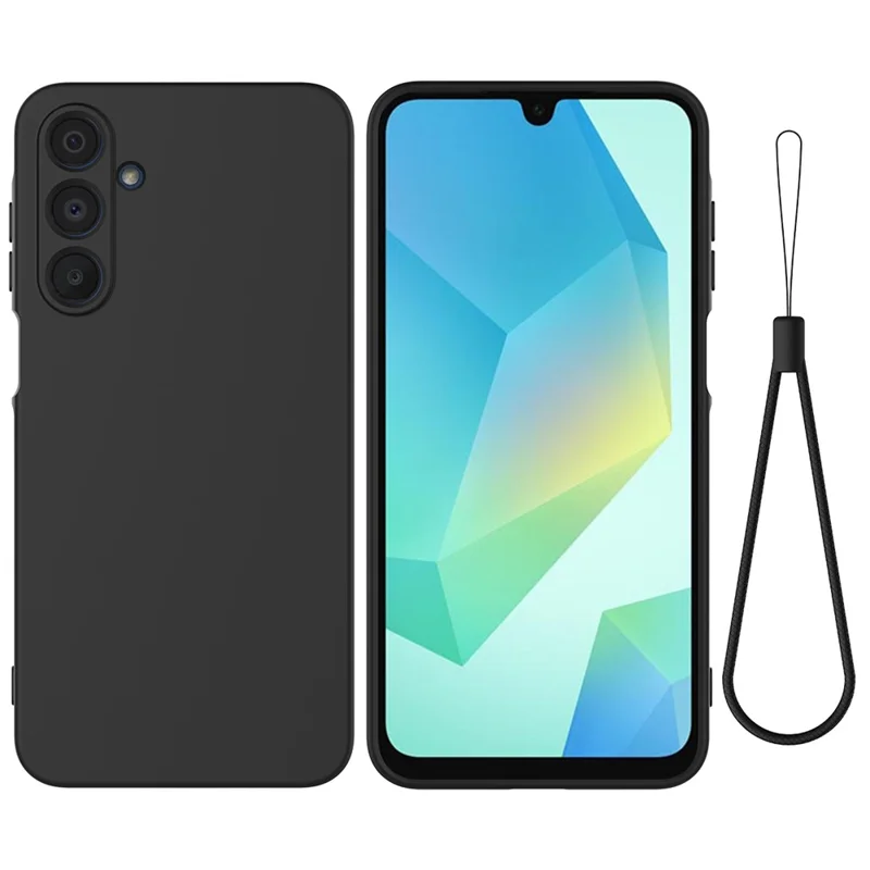 Compra em Bulk para Capa de Silicone Líquida para Samsung Galaxy A16 5G / 4G com Alça de Mão - Preto