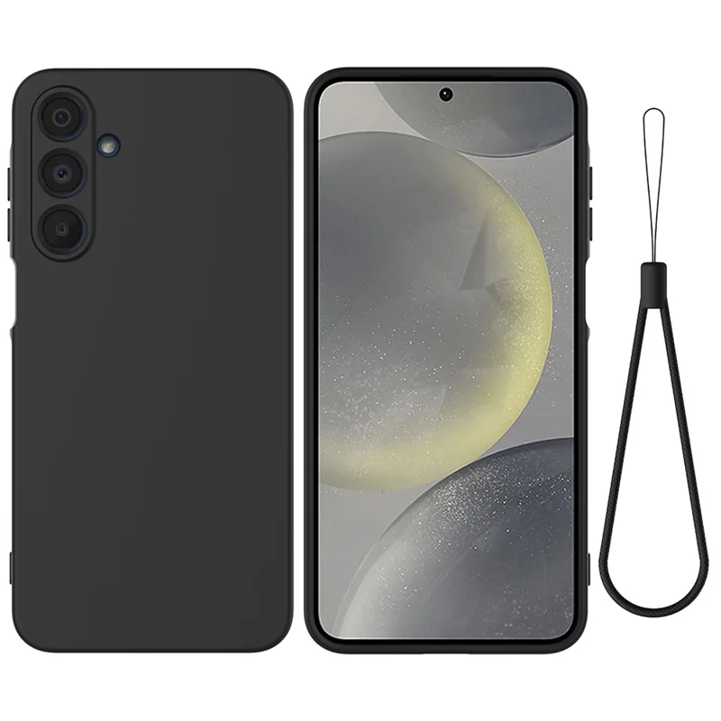 Bulk Purchasing For Samsung Galaxy S24+ Case Liquid Silicone Phone Back Cover with Hand Strap - Black