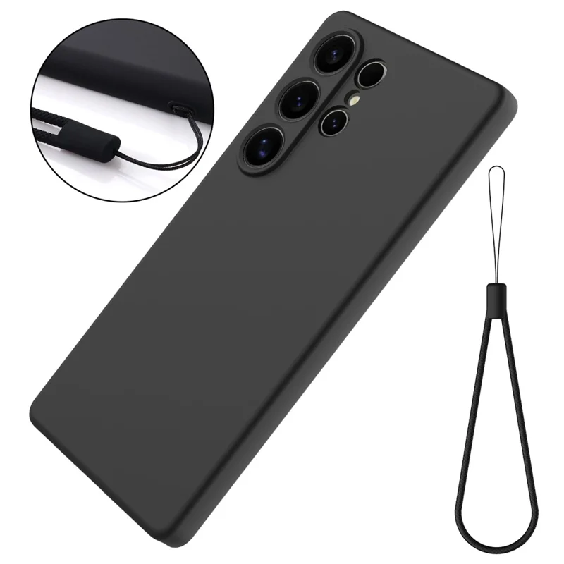 Bulk Purchasing For Samsung Galaxy S24 Ultra Case Liquid Silicone Phone Back Cover with Hand Strap - Black