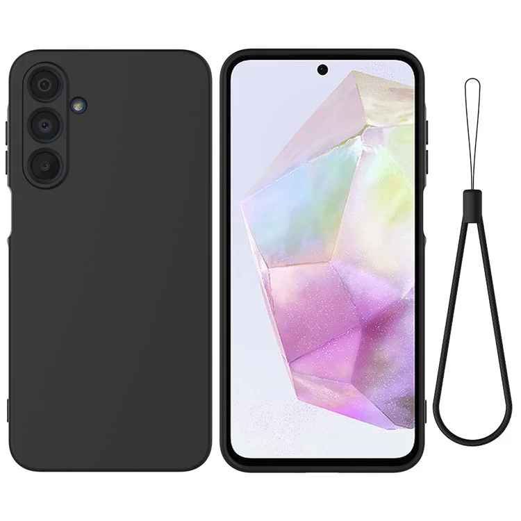 Acquisto all'ingrosso per Cover per Samsung Galaxy A35 5G in Silicone Liquido con Cinturino da Polso - Nero