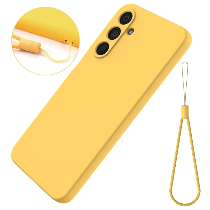 Bulk Purchasing For Samsung Galaxy A35 5G Case Liquid Silicone Phone Back Cover with Hand Strap - Yellow