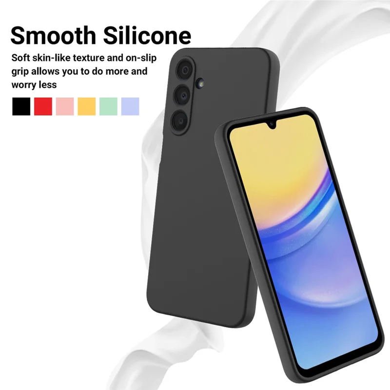 Bulk Purchasing For Samsung Galaxy A25 5G (Global) (161.0 x 76.5 x 8.3mm) Case Liquid Silicone Phone Back Cover with Hand Strap - Black