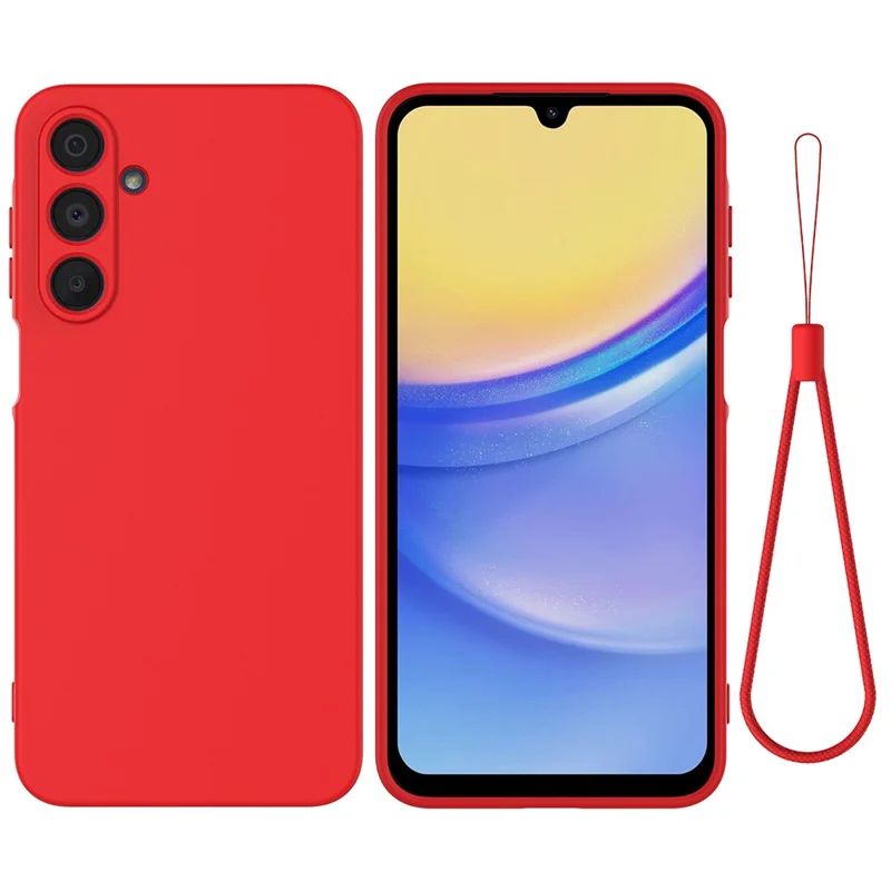 Bulk Purchasing For Samsung Galaxy A24 4G (162.1 x 77.6 x 8.3mm) Case Liquid Silicone Phone Back Cover with Hand Strap - Red