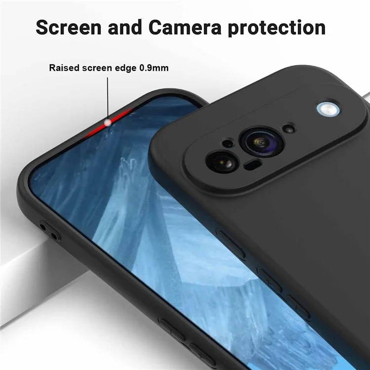 Acquisto all'ingrosso per custodia Google Pixel 9 in silicone liquido con cinturino da polso - Nero