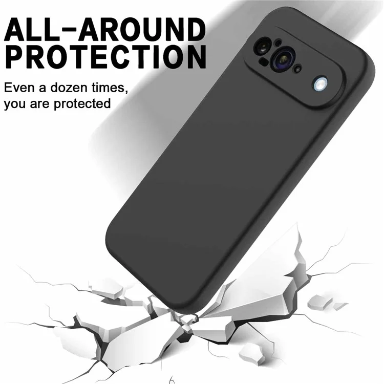 Acquisto all'ingrosso per custodia Google Pixel 9 in silicone liquido con cinturino da polso - Nero