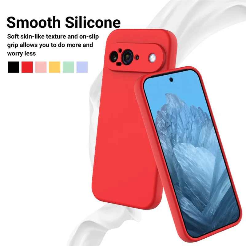 Bulk Purchasing For Google Pixel 9 Case Liquid Silicone Phone Back Cover with Hand Strap - Red