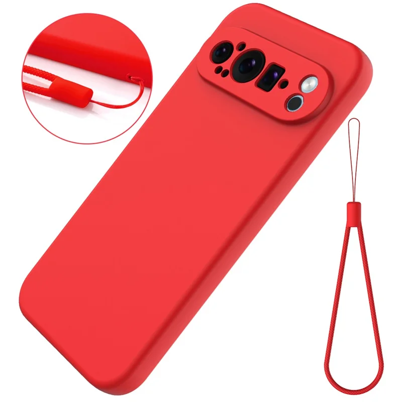 Bulk Purchasing For Google Pixel 9 Pro XL Case Liquid Silicone Phone Back Cover with Hand Strap - Red