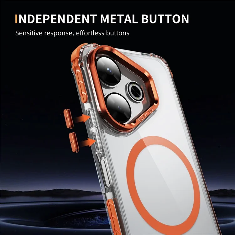 Pour Xiaomi Redmi 13 4G / 5G Étui de téléphone transparent avec support de lentille Compatible avec MagSafe - Orange