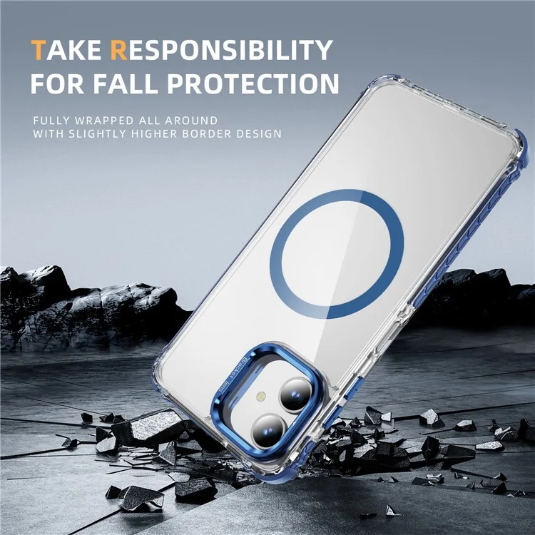 For Samsung Galaxy A05 4G Clear Phone Case with Lens Kickstand Cover Compatible with MagSafe - Blue