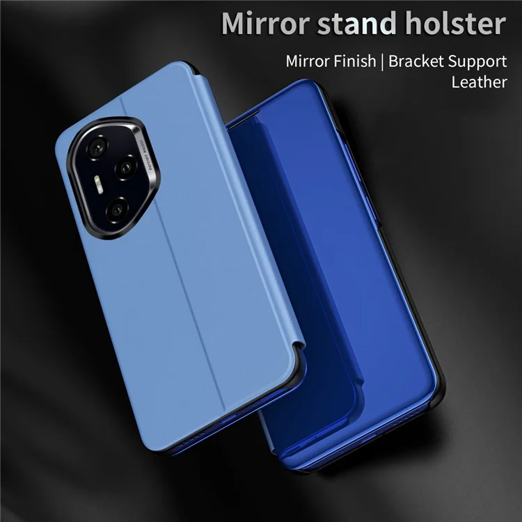 For Honor 300 Pro Case View Window Stand Leather Flip Phone Cover - Sky Blue