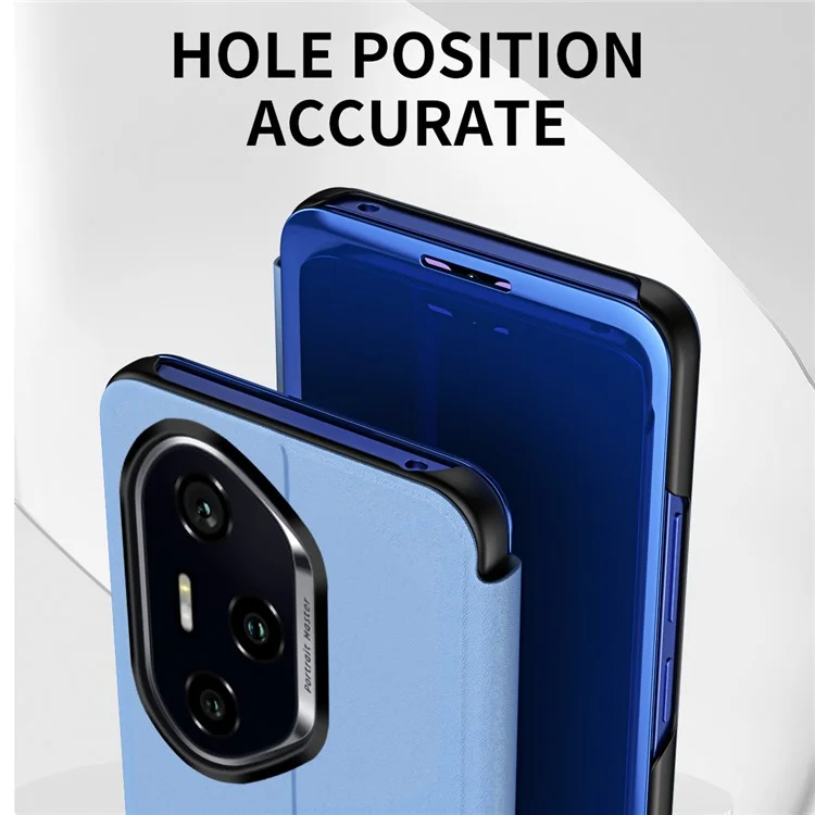 For Honor 300 Pro Case View Window Stand Leather Flip Phone Cover - Sky Blue