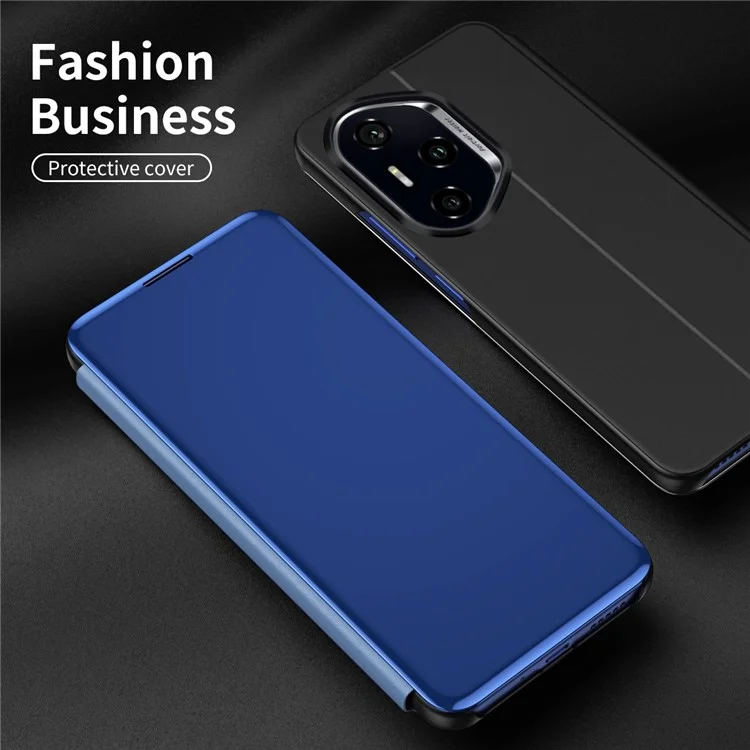 For Honor 300 Pro Case View Window Stand Leather Flip Phone Cover - Sky Blue